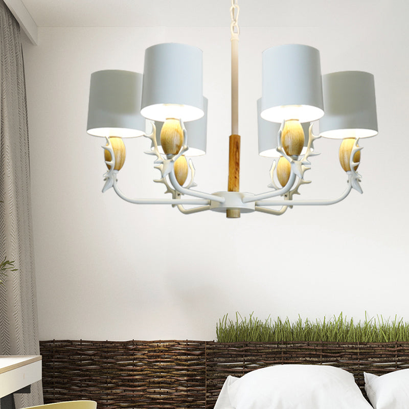 Scandinavian Deer Horn Chandelier - Stylish Metal Wood Hanging Light for Living Room