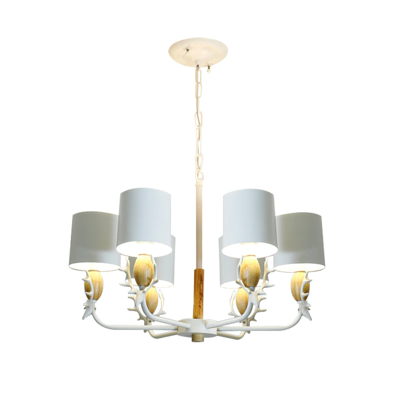 Scandinavian Deer Horn Chandelier - Stylish Metal Wood Hanging Light for Living Room