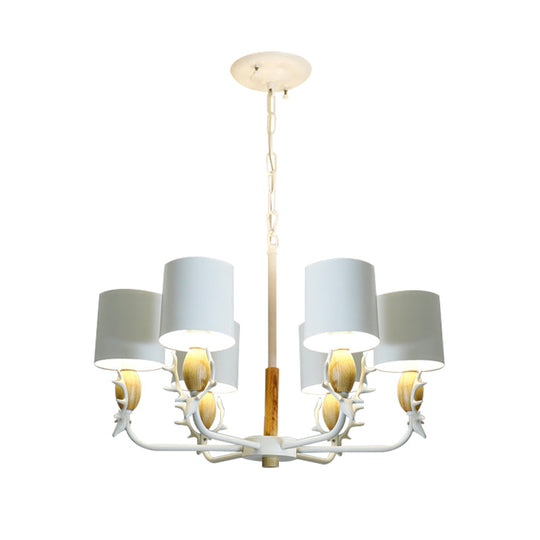 Scandinavian Deer Horn Chandelier - Stylish Metal Wood Hanging Light for Living Room