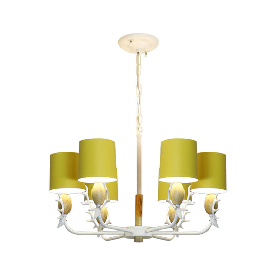 Scandinavian Deer Horn Chandelier - Stylish Metal Wood Hanging Light for Living Room