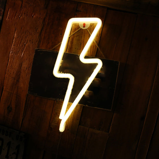 Cartoon Lightning LED Night Stand Light for Kids Bedroom in White Plastic