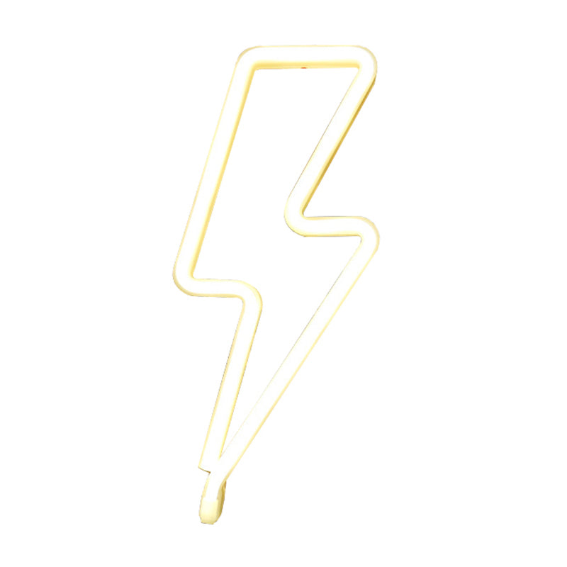 Cartoon Lightning LED Night Stand Light for Kids Bedroom in White Plastic