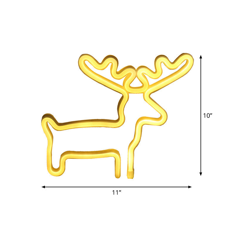 Elk Shaped Mini LED Night Light for Kids' Room USB Wall Night Light - White