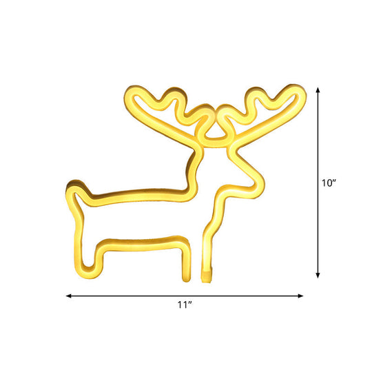 Elk Shaped Mini LED Night Light for Kids' Room USB Wall Night Light - White