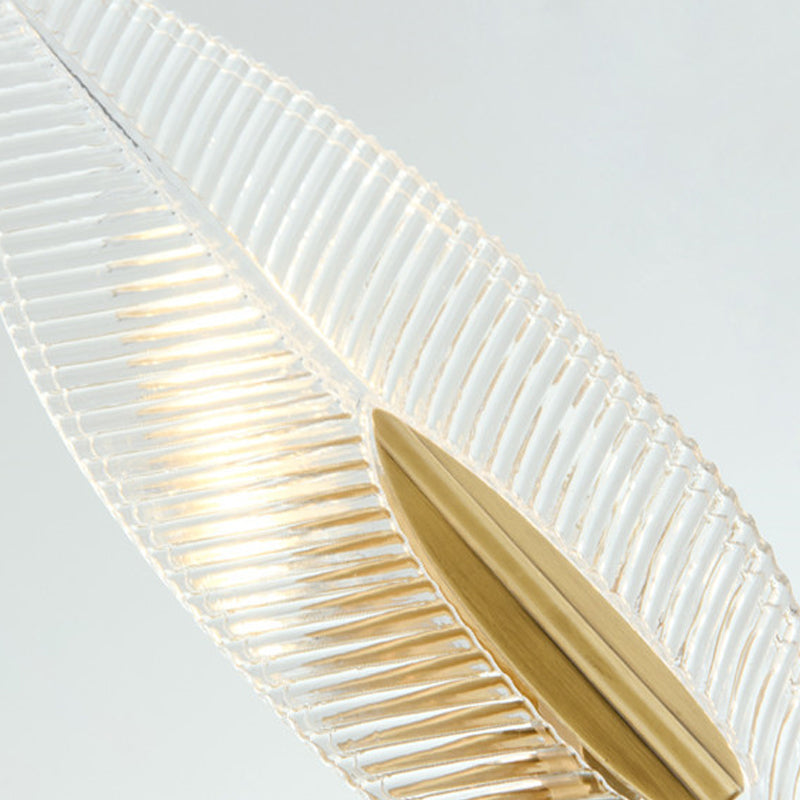 Postmodern Crystal Living Room Chandelier: Leaf-Shaped, Brass Finish, 6/8/18 Lights