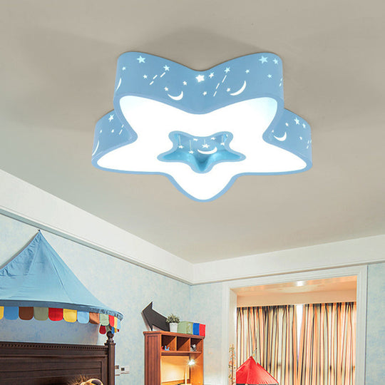 Modern LED Flush Mount Ceiling Light for Children's Bedroom - Starry Acrylic Design