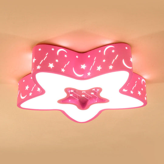 Modern LED Flush Mount Ceiling Light for Children's Bedroom - Starry Acrylic Design