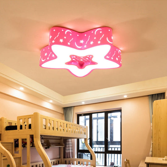 Modern LED Flush Mount Ceiling Light for Children's Bedroom - Starry Acrylic Design