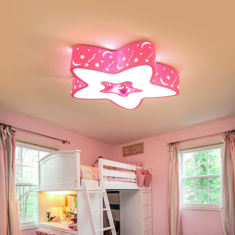 Modern LED Flush Mount Ceiling Light for Children's Bedroom - Starry Acrylic Design