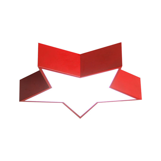 Red Pentastar LED Flush Ceiling Light - Minimalist Acrylic Flush Mount for Meeting Room