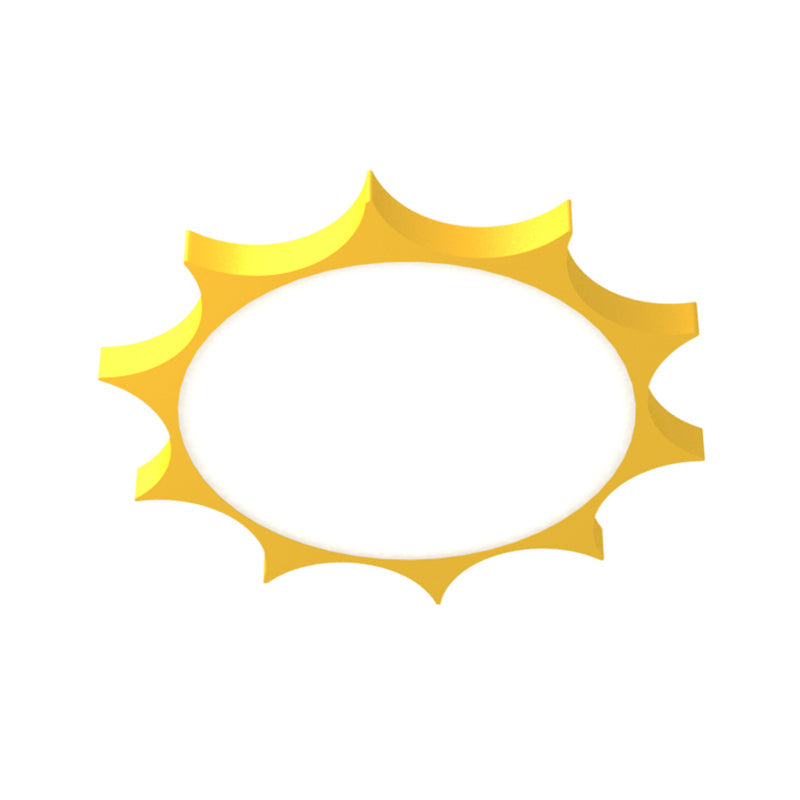 Kindergarten Yellow Sun Flush Mount LED Ceiling Light with Acrylic: Simple & Stylish Fixture