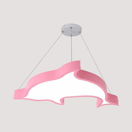 Dolphin-Shaped LED Acrylic Cartoon Chandelier Light Fixture for Corridors