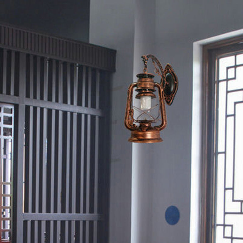 Industrial Style Clear Glass Kerosene Wall Mount Lamp - Modern Metal Wall Lighting