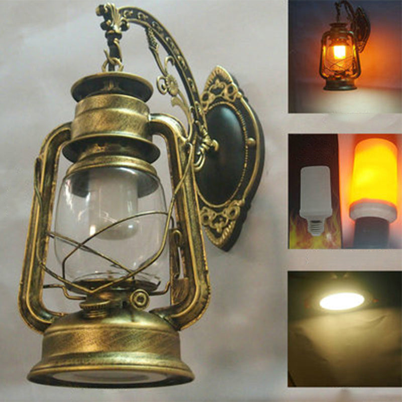 Industrial Style Clear Glass Kerosene Wall Mount Lamp - Modern Metal Wall Lighting