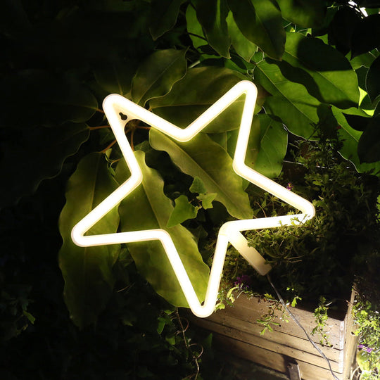 Star Cartoon LED Night Light for Wall Decoration - Plastic Frame, White Glow