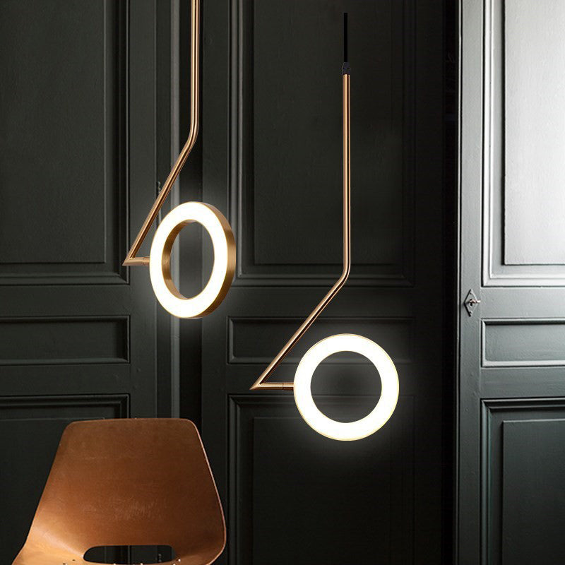 Sleek Metal Circle Pendant Light with LED Brass Finish - Perfect for Bedside Ceiling Suspension