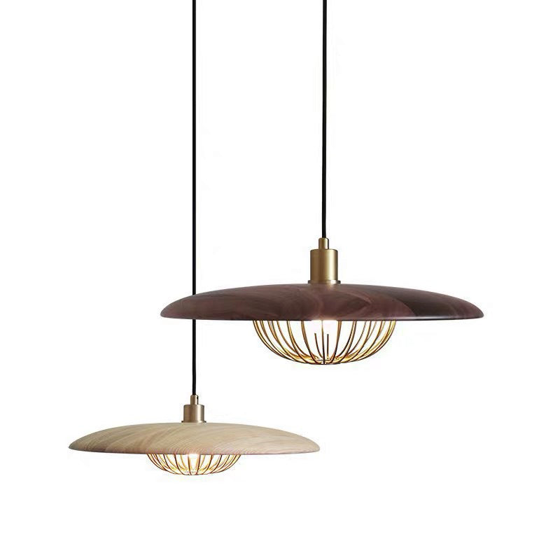 Nordic Saucer Metal Pendant Light with Cage - 1 Head Ceiling Lamp for Dining Room