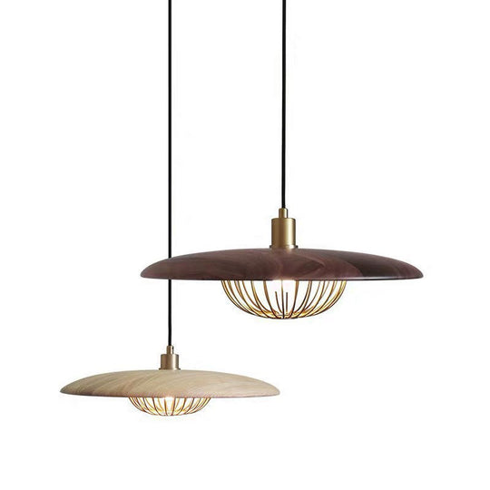 Nordic Saucer Metal Pendant Light with Cage - 1 Head Ceiling Lamp for Dining Room