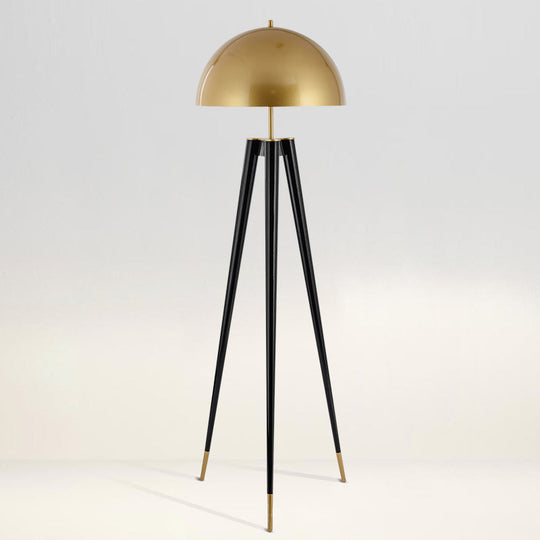 Nordic Domed Metal Floor Lamp with Tripod Base - 1-Head Black Living Room Reading Light