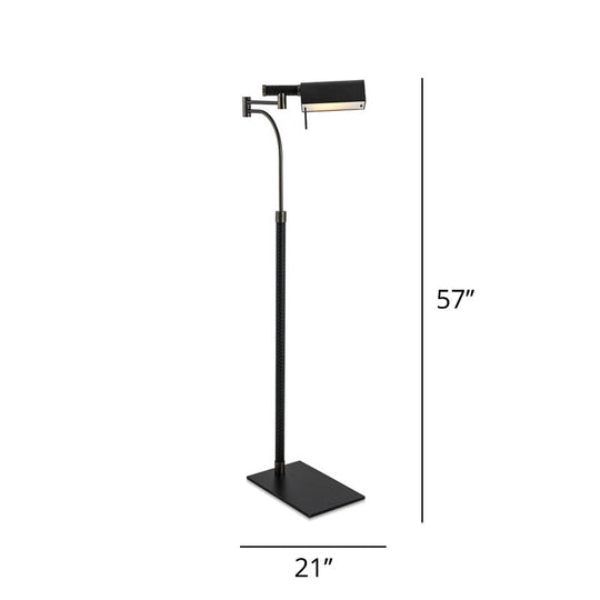 Contemporary Metal Half-Cylinder Floor Light: Black Leather Standing Lamp