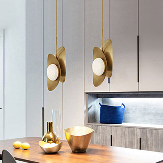 Simple Curving LED Pendant Chandelier with Opal Glass Shade - Perfect for Dining Room, 2 Heads