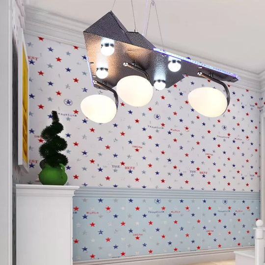 Modern Gray Metal Chandelier for Game Room - Delta Wing Hanging Light