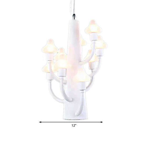 White Branch Pendant Light with Kids Metal Hanging Mushroom for Restaurant Bedroom