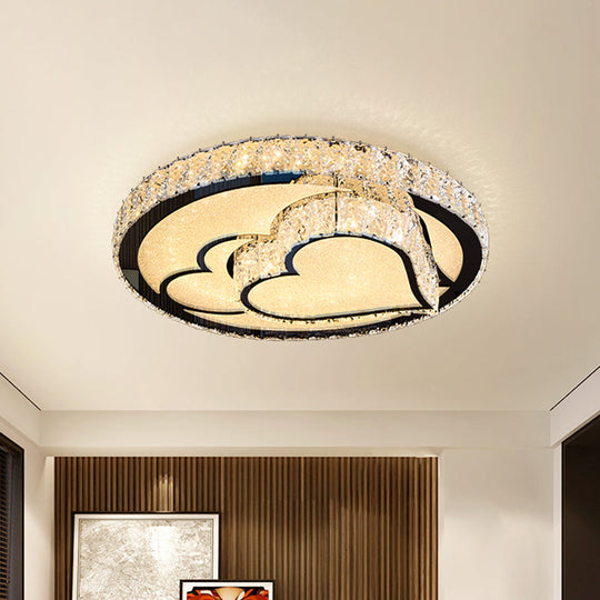 Modern Surface Mounted LED Ceiling Lamp with Clear Embedded Crystals - Loving Heart/Mushroom/Flower Design
