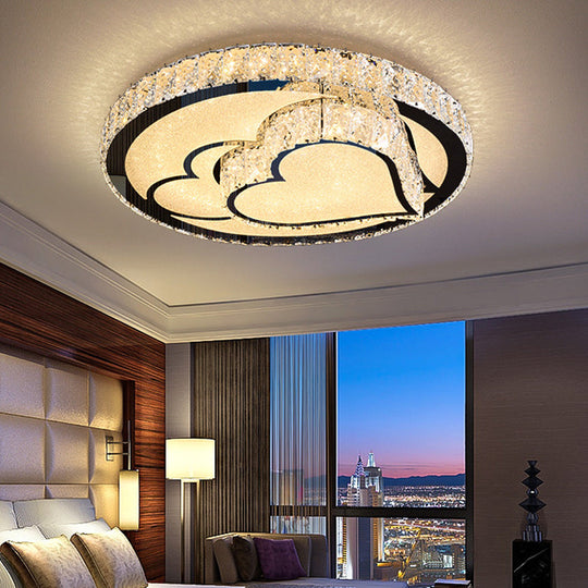 Modern Surface Mounted LED Ceiling Lamp with Clear Embedded Crystals - Loving Heart/Mushroom/Flower Design