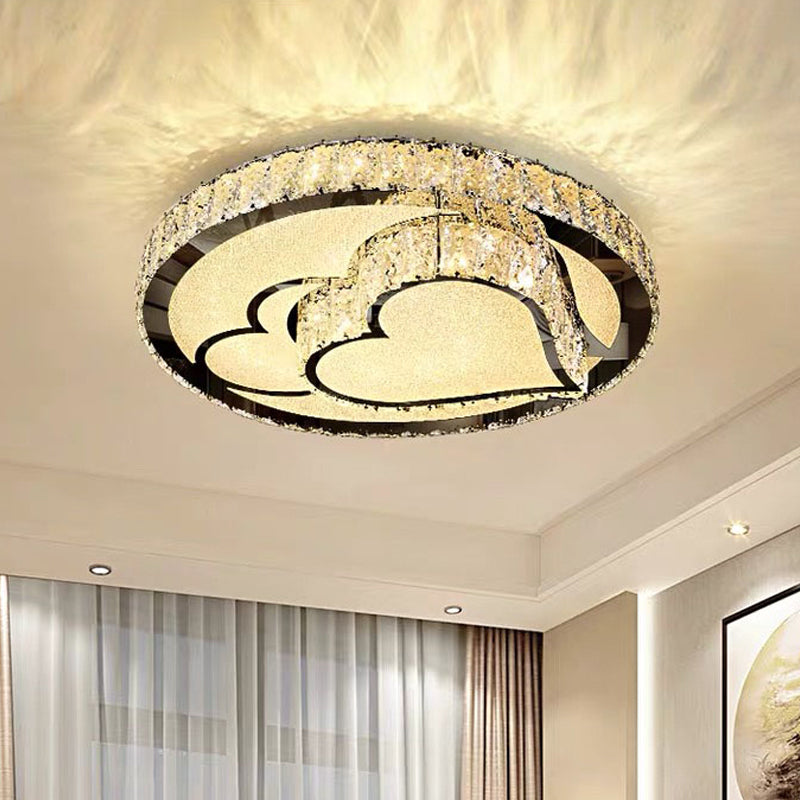 Modern Surface Mounted LED Ceiling Lamp with Clear Embedded Crystals - Loving Heart/Mushroom/Flower Design