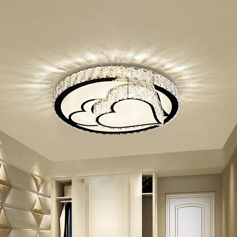 Modern Surface Mounted LED Ceiling Lamp with Clear Embedded Crystals - Loving Heart/Mushroom/Flower Design