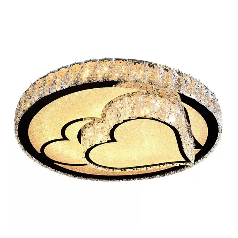 Modern Surface Mounted LED Ceiling Lamp with Clear Embedded Crystals - Loving Heart/Mushroom/Flower Design