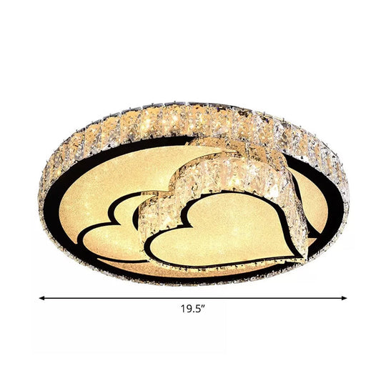 Modern Surface Mounted LED Ceiling Lamp with Clear Embedded Crystals - Loving Heart/Mushroom/Flower Design