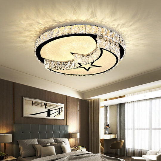 Modern Surface Mounted LED Ceiling Lamp with Clear Embedded Crystals - Loving Heart/Mushroom/Flower Design