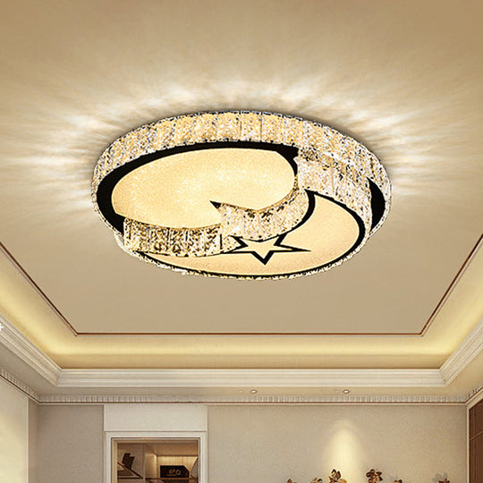 Modern Surface Mounted LED Ceiling Lamp with Clear Embedded Crystals - Loving Heart/Mushroom/Flower Design