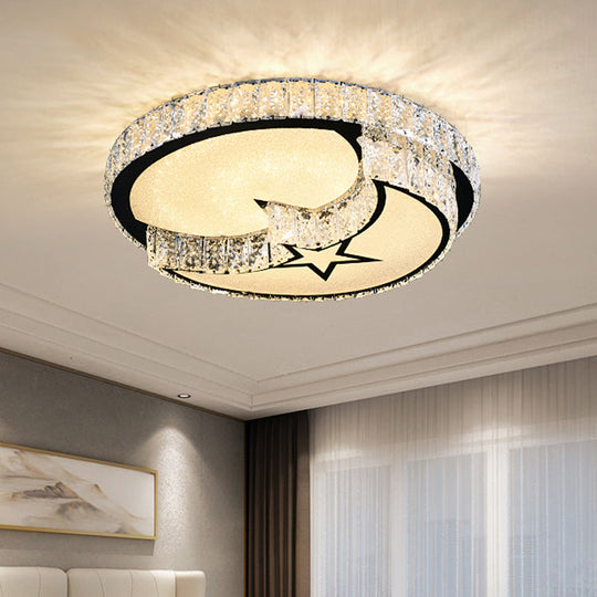 Modern Surface Mounted LED Ceiling Lamp with Clear Embedded Crystals - Loving Heart/Mushroom/Flower Design