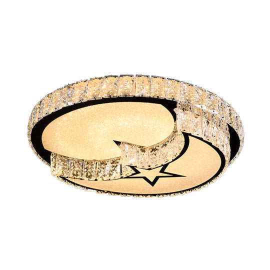 Modern Surface Mounted LED Ceiling Lamp with Clear Embedded Crystals - Loving Heart/Mushroom/Flower Design