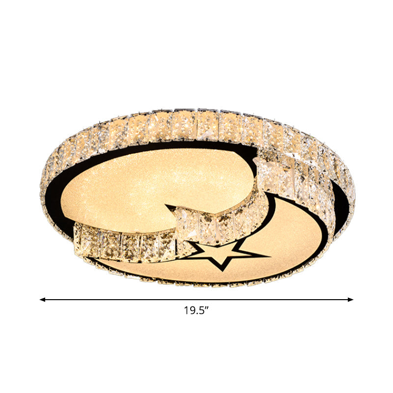 Modern Surface Mounted LED Ceiling Lamp with Clear Embedded Crystals - Loving Heart/Mushroom/Flower Design