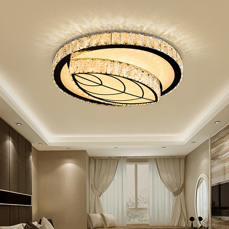 Modern Surface Mounted LED Ceiling Lamp with Clear Embedded Crystals - Loving Heart/Mushroom/Flower Design