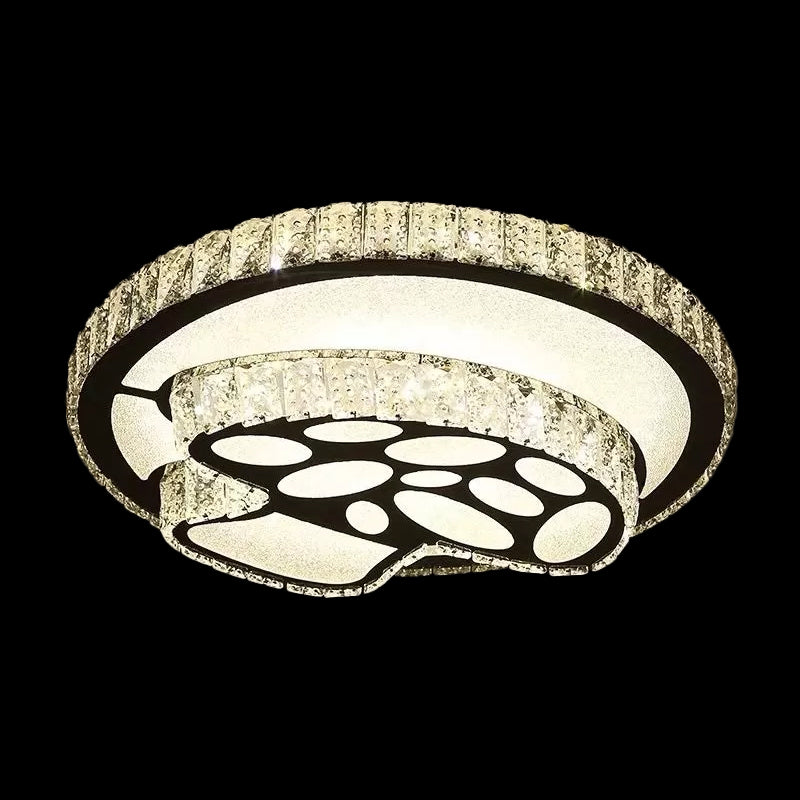 Modern Surface Mounted LED Ceiling Lamp with Clear Embedded Crystals - Loving Heart/Mushroom/Flower Design