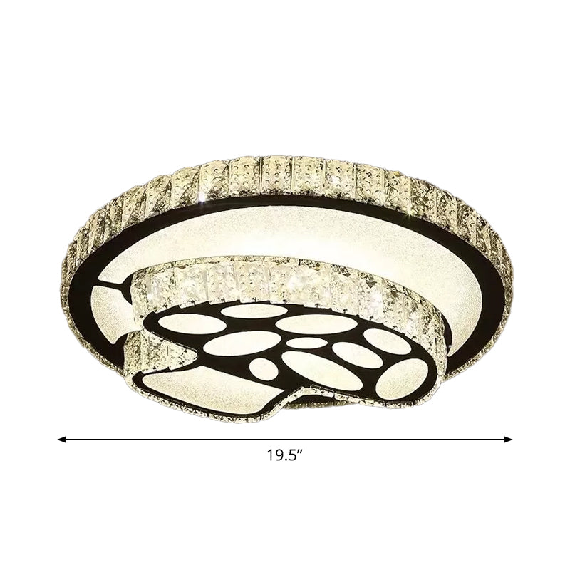 Modern Surface Mounted LED Ceiling Lamp with Clear Embedded Crystals - Loving Heart/Mushroom/Flower Design