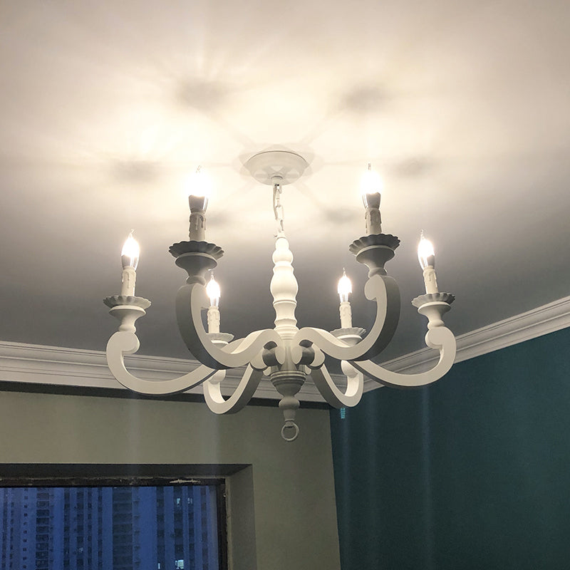 Rustic White Chandelier Pendant Light for Living Room - Elegant Wood Design