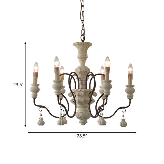 Iron White Pendant Chandelier with Curved Arms - Traditional Style for Dining Room