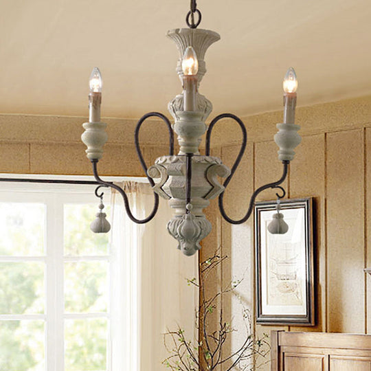Iron White Pendant Chandelier with Curved Arms - Traditional Style for Dining Room