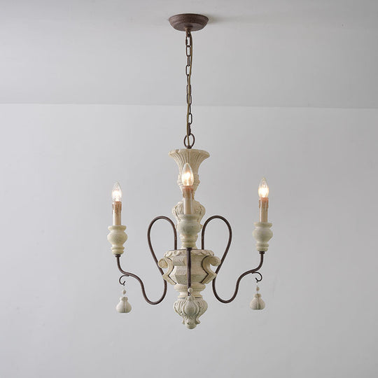 Iron White Pendant Chandelier with Curved Arms - Traditional Style for Dining Room