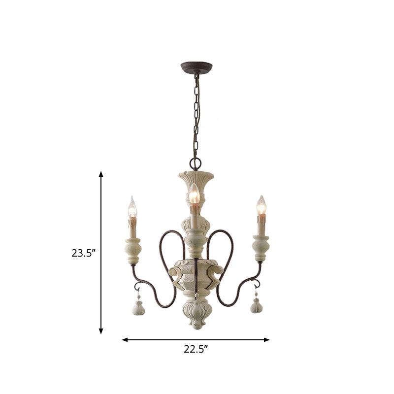 Iron White Pendant Chandelier with Curved Arms - Traditional Style for Dining Room