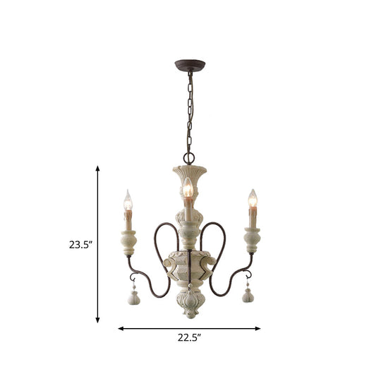 Iron White Pendant Chandelier with Curved Arms - Traditional Style for Dining Room