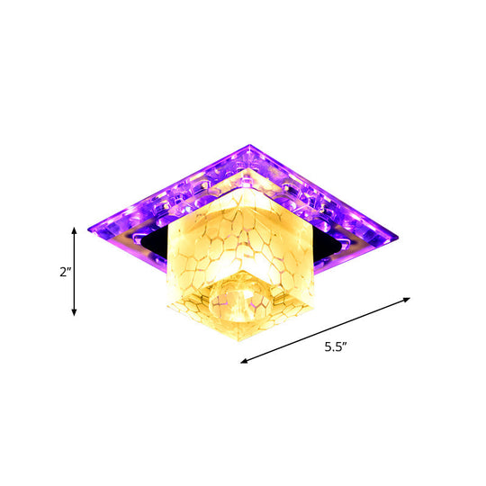 Contemporary Crystal LED Chrome Flush Mount Ceiling Lamp - Cubic Shape, Ideal for Corridor