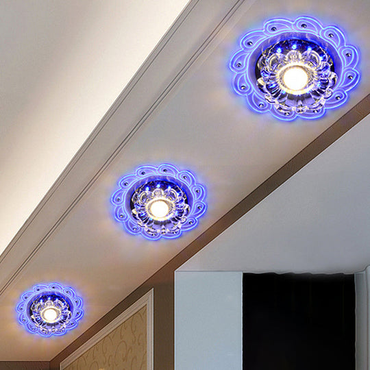 LED Flushmount Blossom Ceiling Light with Clear Beveled Crystal Shade - Minimalistic Design