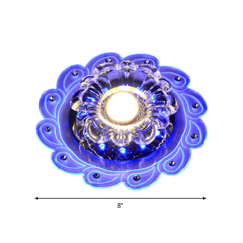 LED Flushmount Blossom Ceiling Light with Clear Beveled Crystal Shade - Minimalistic Design